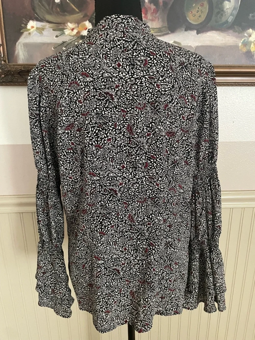 Michael Kors Womens Boho Ruffle Sleeve Button Up Shirt, Multicoloured, medium